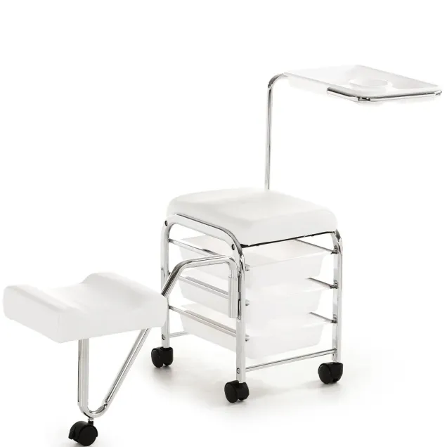 Carrello Manicure con Poggiapiedi Pedicure Estraibile Professionale