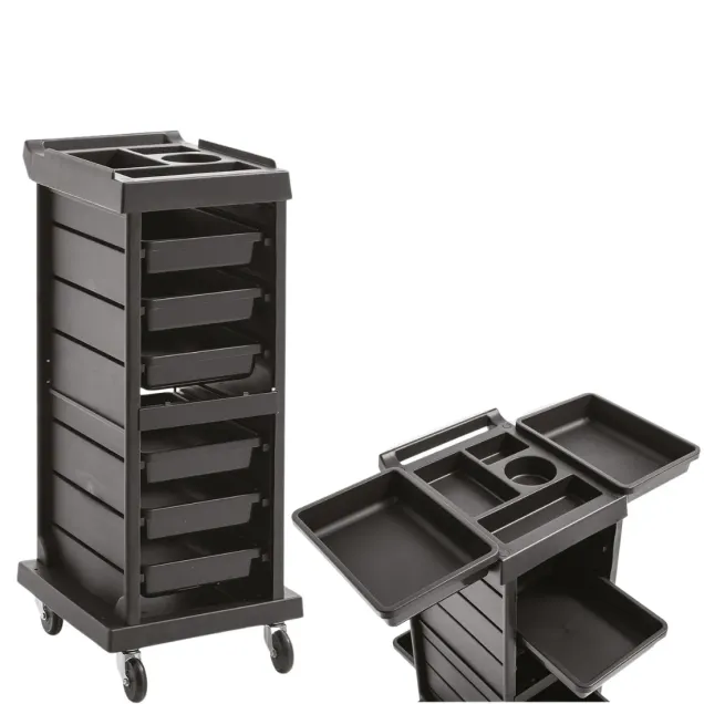 Carrello per Parrucchiere Professionale con 6 Cassetti Estraibili e Ruote in Gomma
