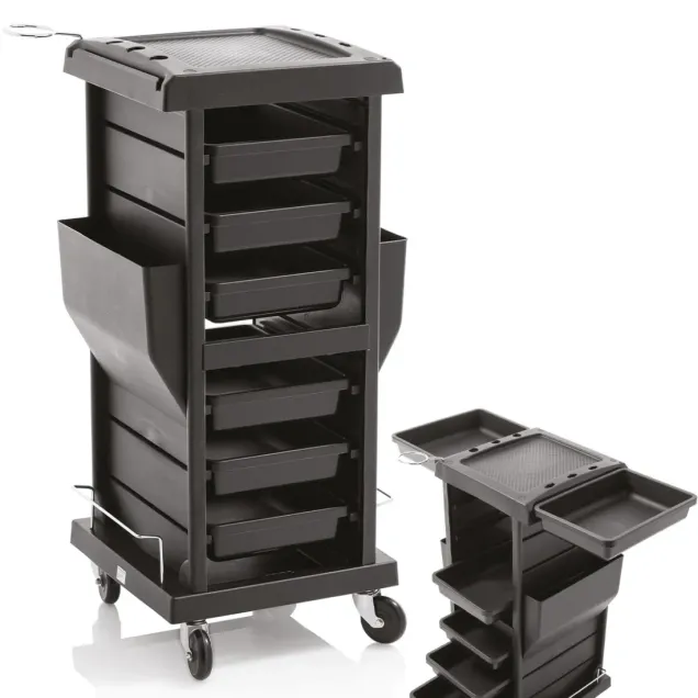 Carrello Parrucchiere con 6 Cassetti Estraibili e 2 Cestelli Laterali
