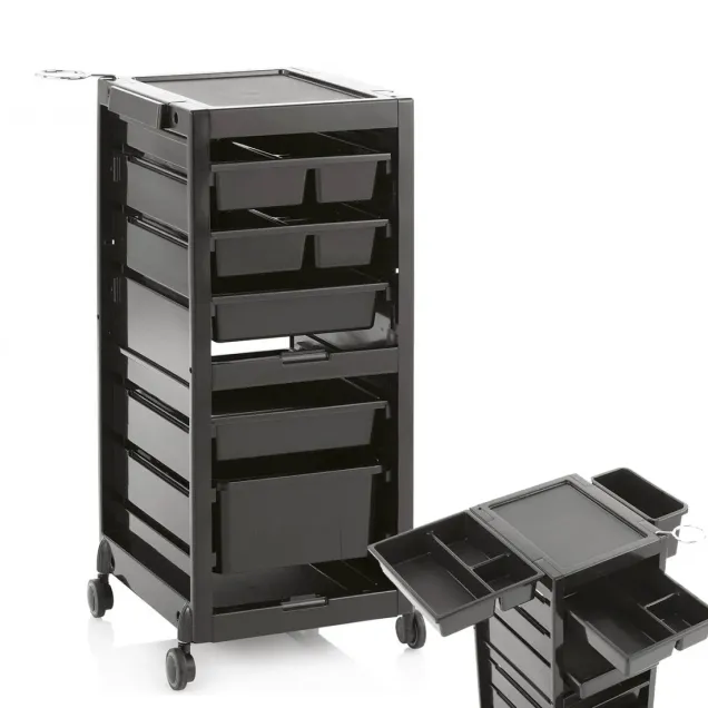 Carrello Parrucchiere Professionale con Appoggio Antiscivolo e Porta Phon