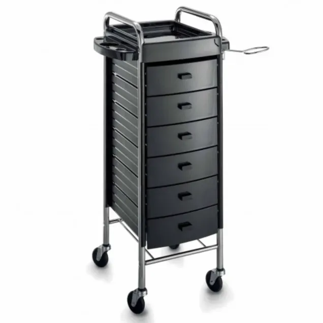 Carrello Parrucchieri con 6 Cassetti e Struttura in Metallo Cromato