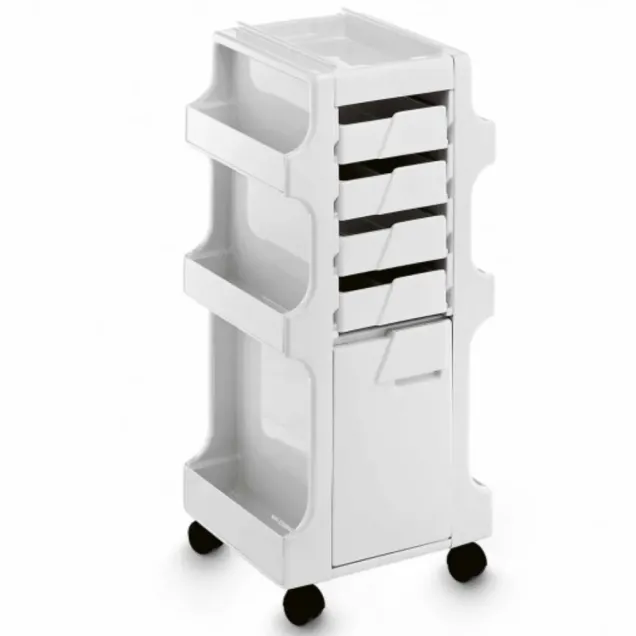 Carrello per Estetica Professionale con 6 Ripiani Laterali e 4 Cassetti Estraibili