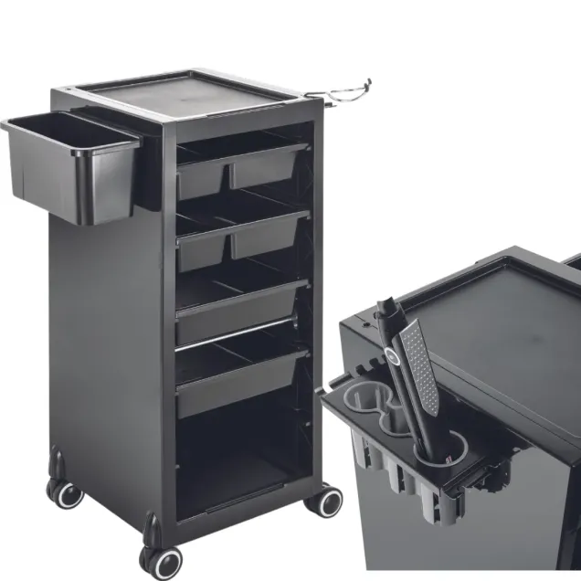 Carrello per Parrucchiere 4 Cassetti, Porta Phon e Piastre Capelli