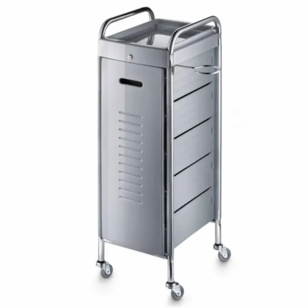 Carrello per Parrucchiere con 5 Cassetti e Pannello con Serratura