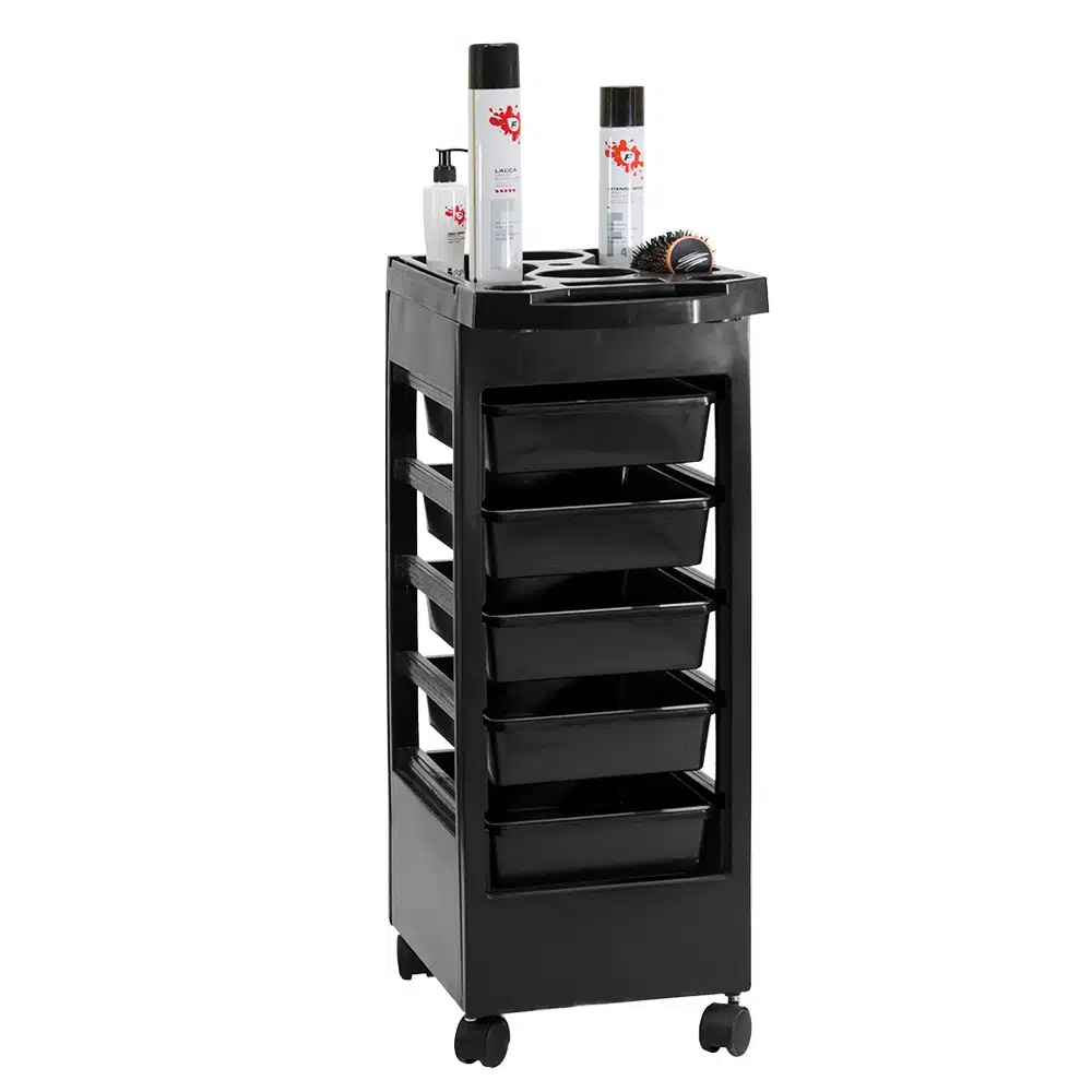 CARRELLO PARRUCCHIERE NEW ABS MELCAP PORTA ACCESSORI CON 5 RIPIANI PER BARBIERE