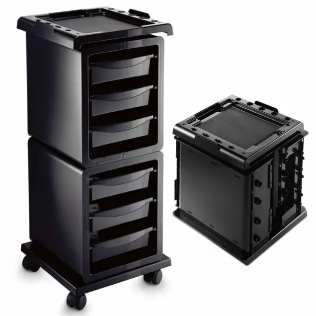 Carrello per Parrucchieri con Ripiano Removibile 2 in 1 e Cassetti Estraibili