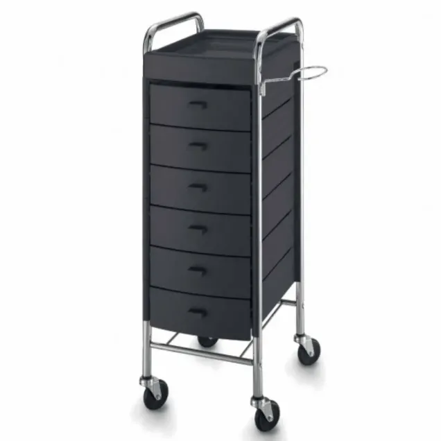 Carrello per Parrucchieri Professionale con 6 Cassetti e Porta Phon
