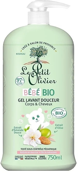 Gel detergente per corpo e capelli, biologico