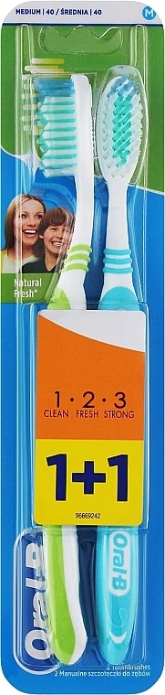 Set spazzolini da denti (medio, blu + verde chiaro)