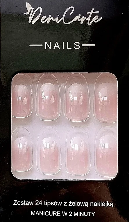Unghie finte ovali effetto ombré, 24 pezzi