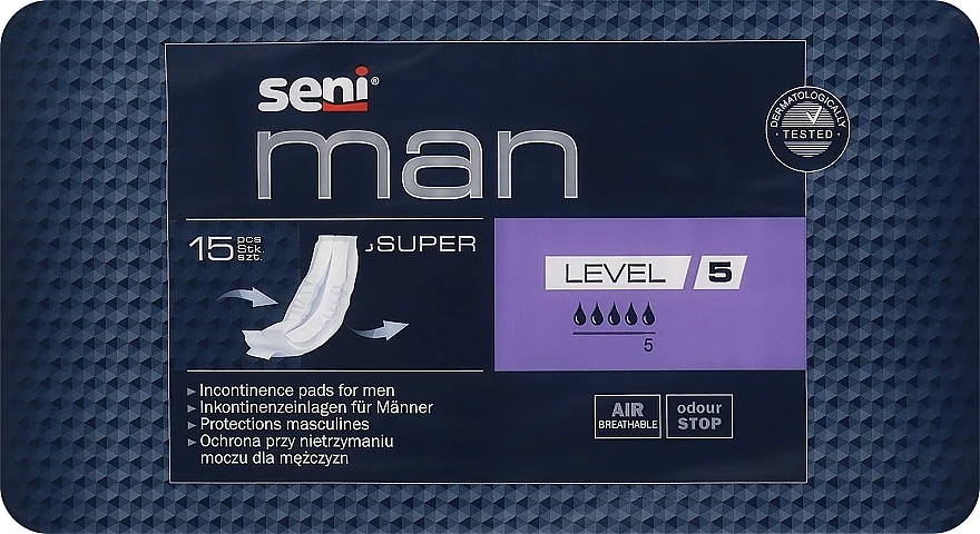 Assorbenti per incontienenza, per uomo Seni Man Super Level 5, 15 pz