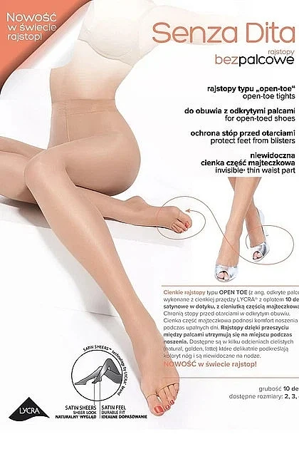 Collant da donna con dita aperte "Senza Dita", 10 Den, golden