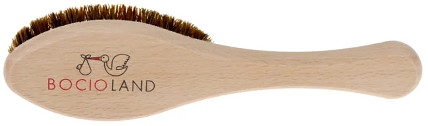 Spazzola per capelli in legno per bambini con setole di crine di cavallo, durezza media, ellisse