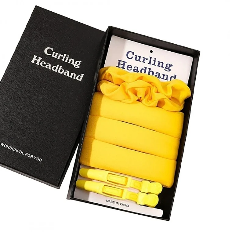 Set arricciacapelli, giallo, 5 pezzi