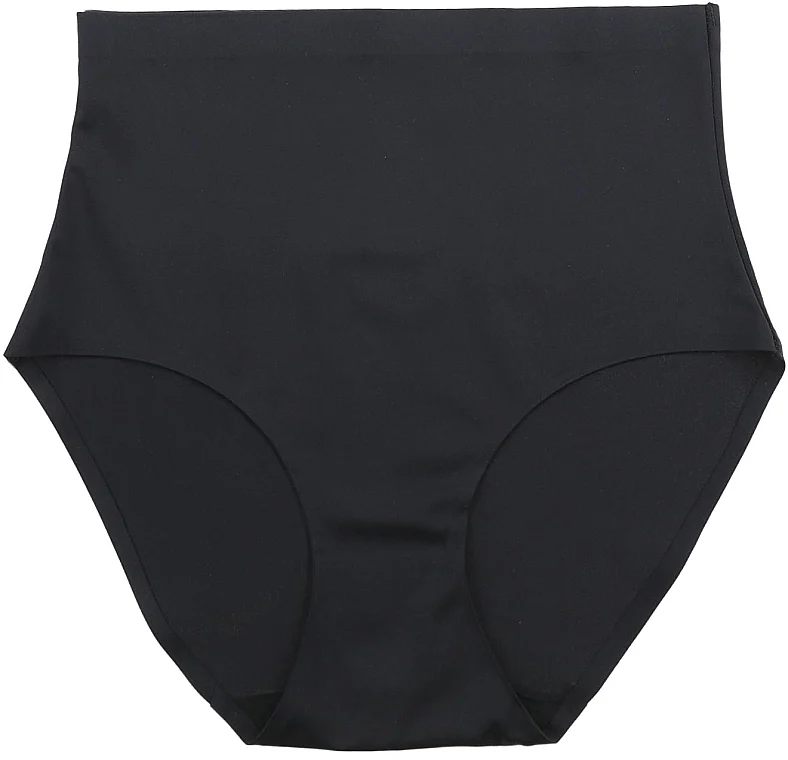 Mutandini con vita alta senza cuciture, Plus Size, nero
