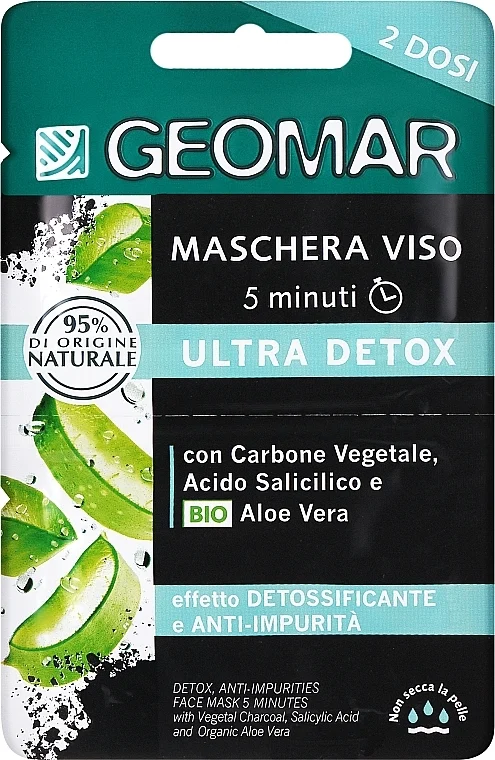 Maschera viso detox con argilla nera e aloe bio