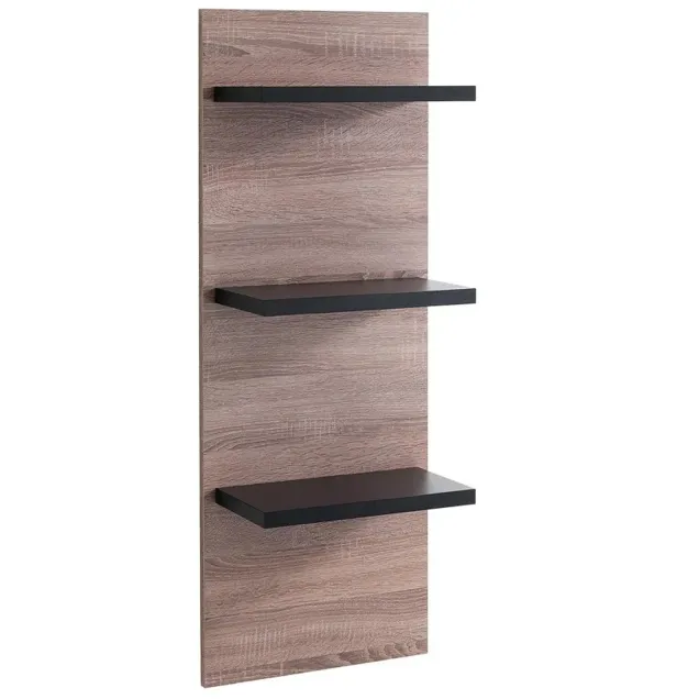 Espositore Legno Negozio a Parete con 3 Mensole Colore Rovere e Wengè