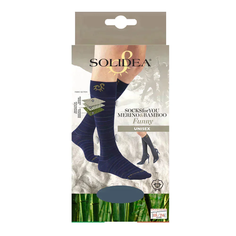 Solidea Socks For You Merino Bamboo Funny Gambaletti 18 24mmHg Grigio 3L
