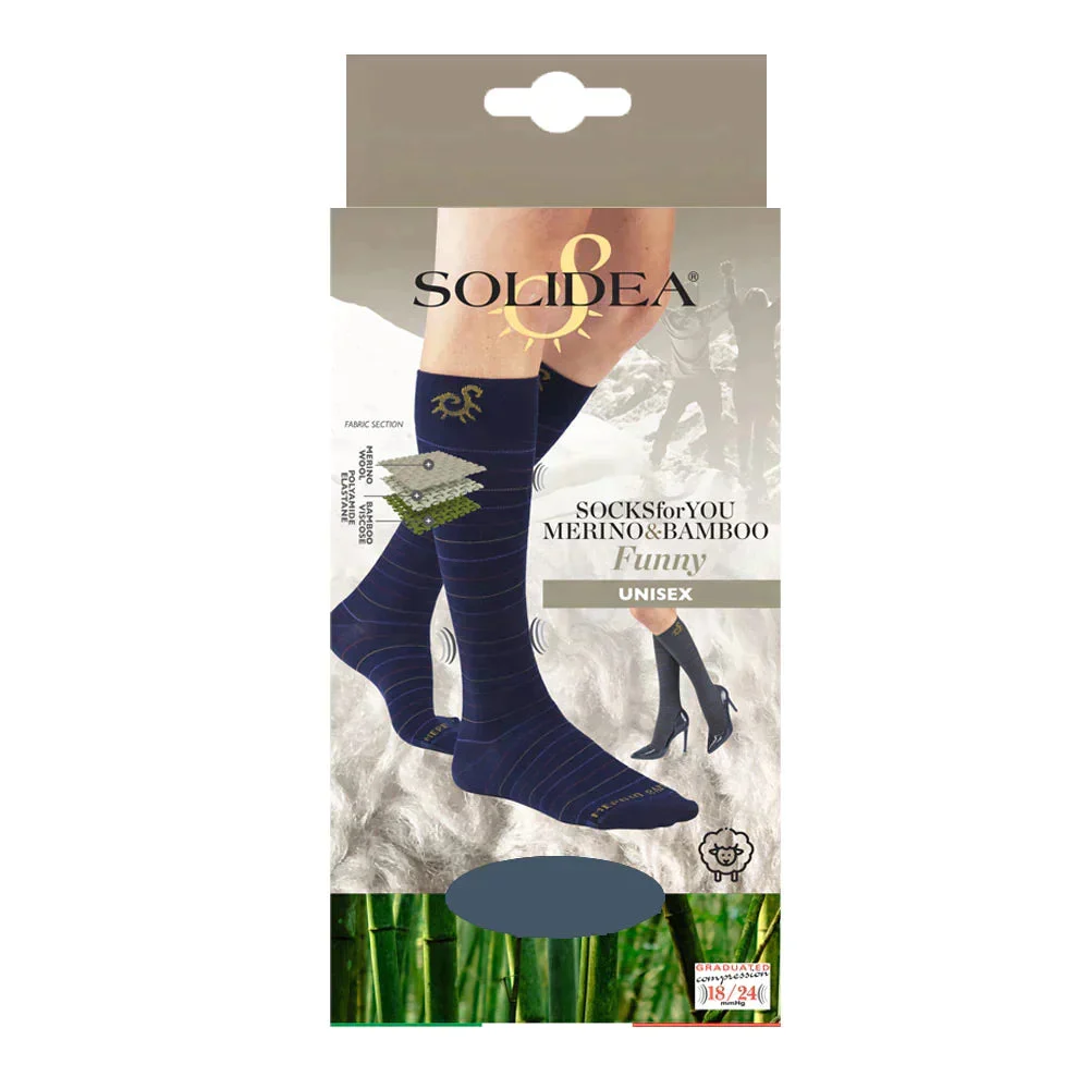 Solidea Socks For You Merino Bamboo Funny Gambaletti 18 24mmHg Blu Navy 1S