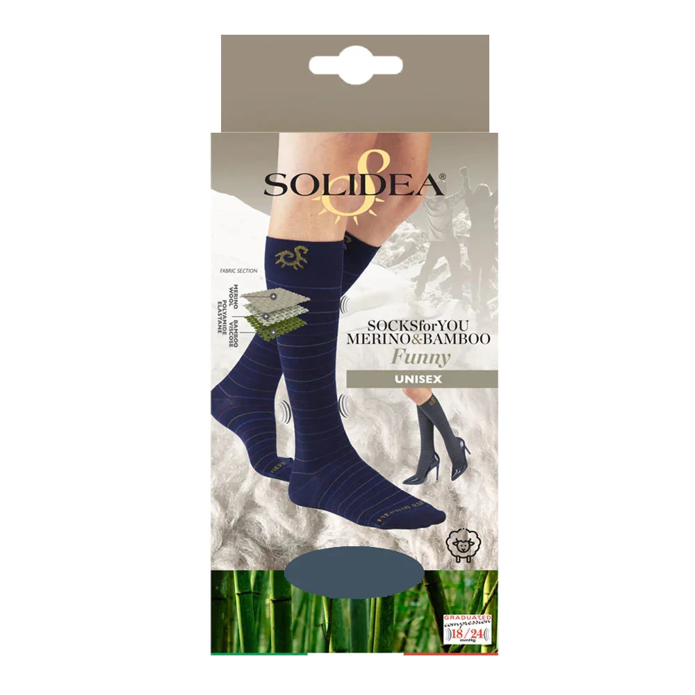 Solidea Socks For You Merino Bamboo Funny Gambaletti 18 24mmHg Nero 1S