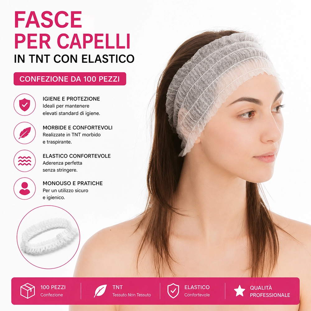 Fasce per Capelli Monouso in TNT ROIAL 5 Stelle – Confezione da 100 Pezzi