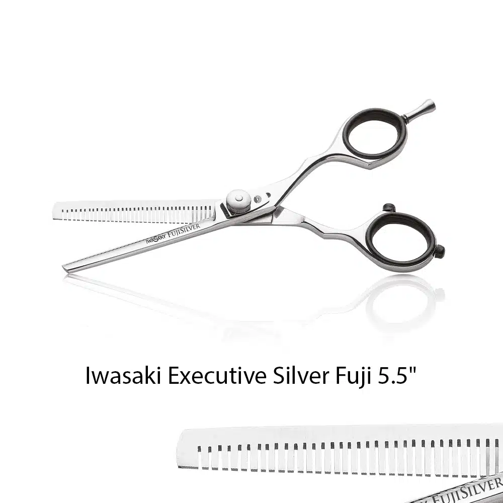 Forbici sfoltire 5.5″ per capelli Acciaio Giapponese AISI 430 extra lucido IWASAKI EXECUTIVE SILVER FUJI