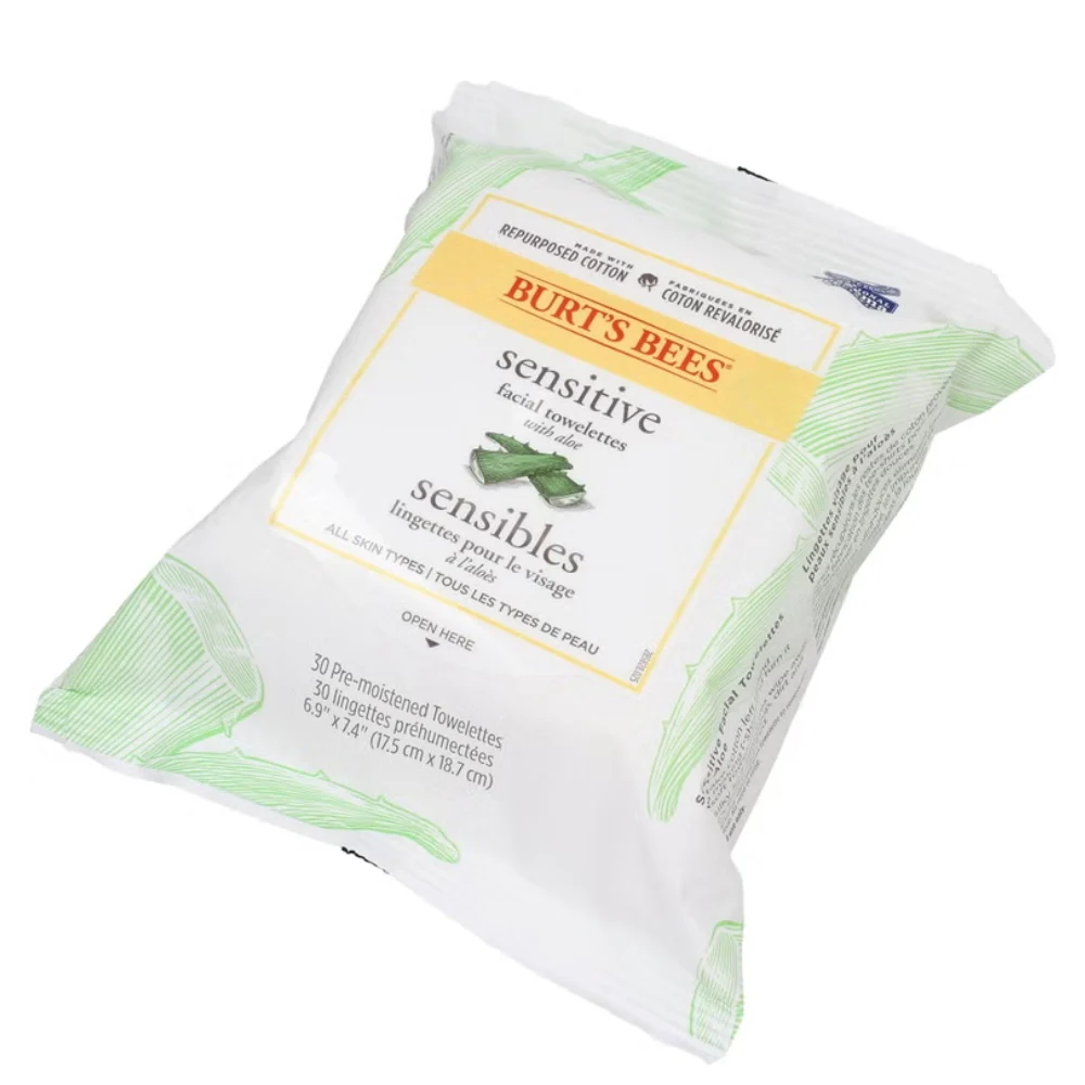 Burt's bees Asciugamani per la pulizia del viso Sensitiv Skin 30 pezzi.