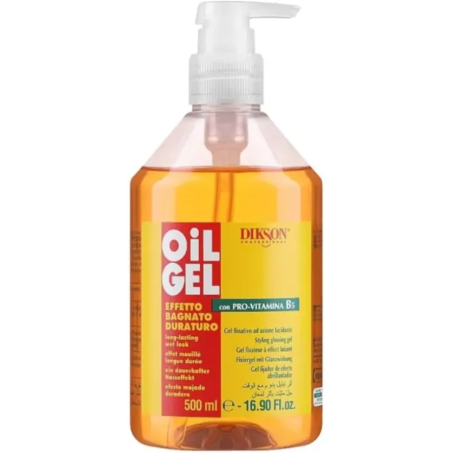 Gel per Capelli Fissativo ad Azione Lucidante Effetto Bagnato Oil Gel Dikson 500 ml