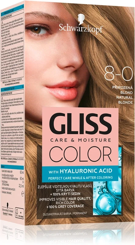 Schwarzkopf Gliss Color tinta permanente per capelli colore 8-0 Natural Blonde