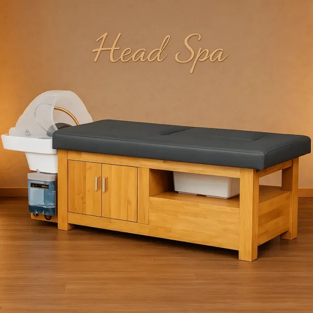 Head Spa Hair Lettino in Legno Grigio con Lavaggio Parrucchiere New