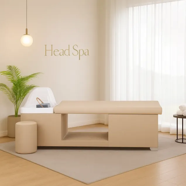 Head Spa Hair Lettino con Lavaggio per Parrucchiere Beige New