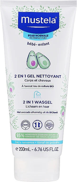 Gel detergente 2 in 1 per capelli e corpo con avocado