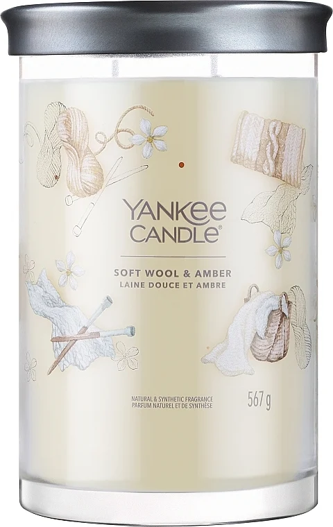 Candela profumata "Soft wool and amber", 2 stoppini