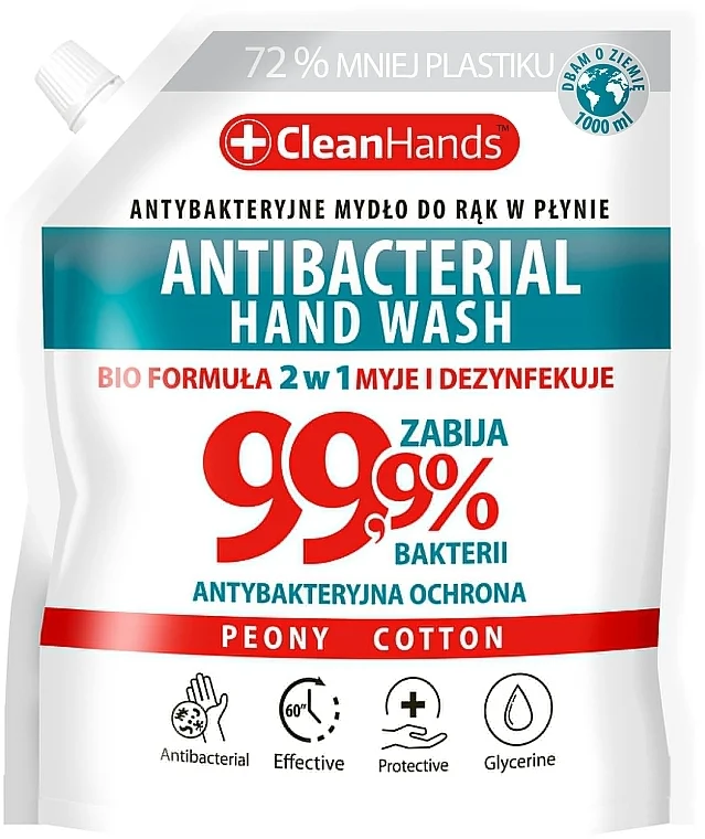 Sapone mani antibatterico 99,9% 2in1 "Peonia e cotone"
