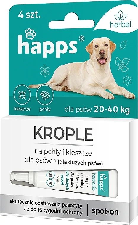 Gocce antipulci e zecche per cani di grossa taglia di peso 20-40 kg