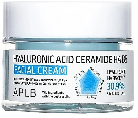 Crema idratante per il viso con acido ialuronico e ceramidi