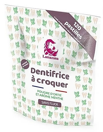 Dentifricio in pastiglie, ortica e menta, senza fluoro