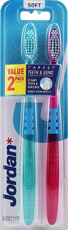 Spazzolini da denti, morbidi, 2pz, viola e verde