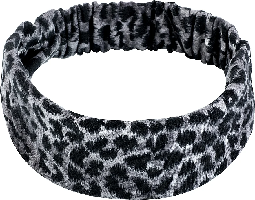 Fascia cosmetica per capelli, grigio leopardato "Knit Fashion Classic"