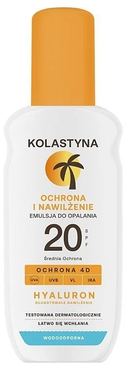 Emulsione protettiva idratante per l'abbronzatura con acido ialuronico SPF20