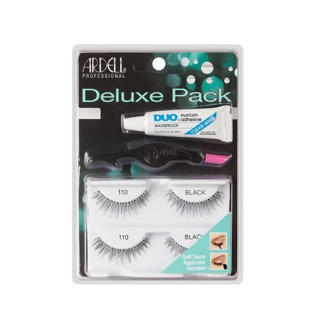 Ciglia Finte Ardell Deluxe Pack 2 Coppie 110 con Colla Duo e Applicatore