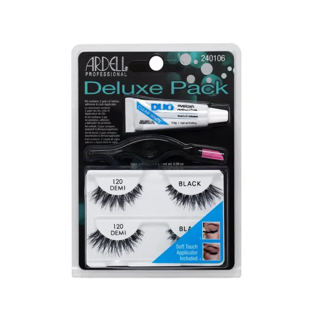 Ciglia Finte Ardell Deluxe Pack 2 Coppie 120 Demi con Colla Duo e Applicatore