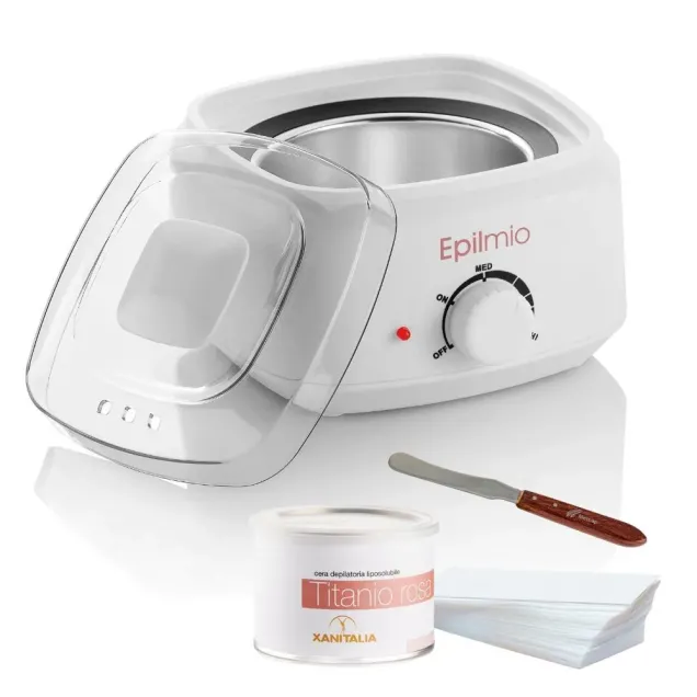 Kit Scaldacera Professionale Completo di Cera Depilatoria, Strisce e Spatola