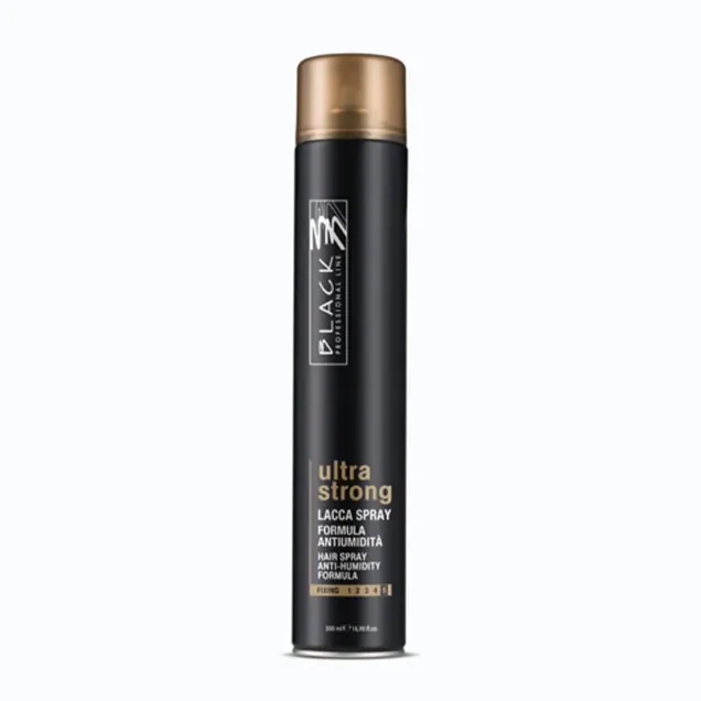 Lacca Capelli Antiumidità Ultra Strong Iper Forte 500 ml Black Professional