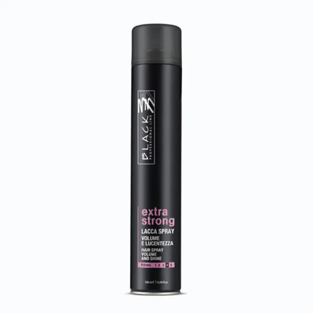 Lacca Capelli Extra Strong Volume e Lucentezza 500 ml Black Professional