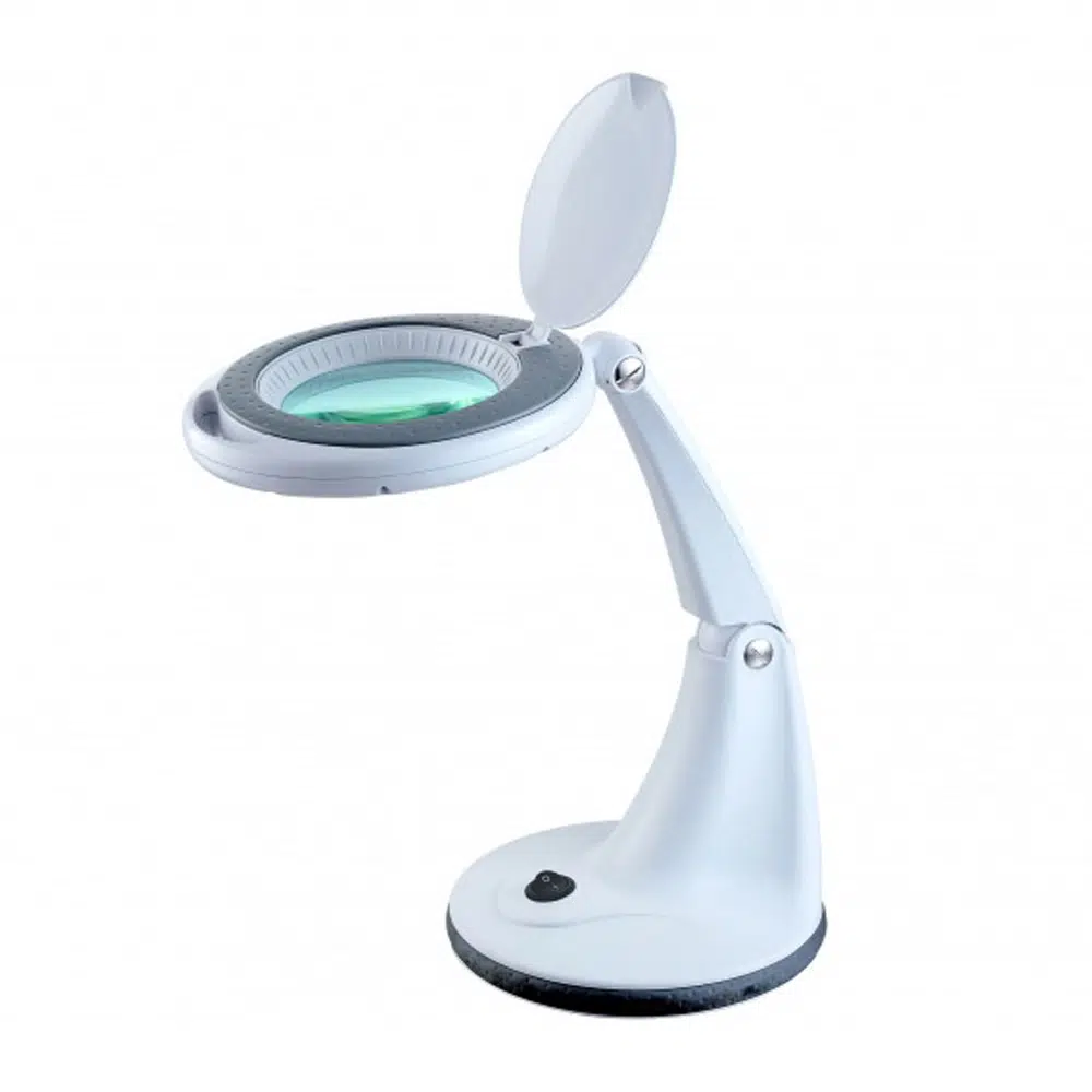 Lampada LED con Lente d’Ingrandimento 5 Diottrie, Design da Tavolo con Beccuccio Girevole