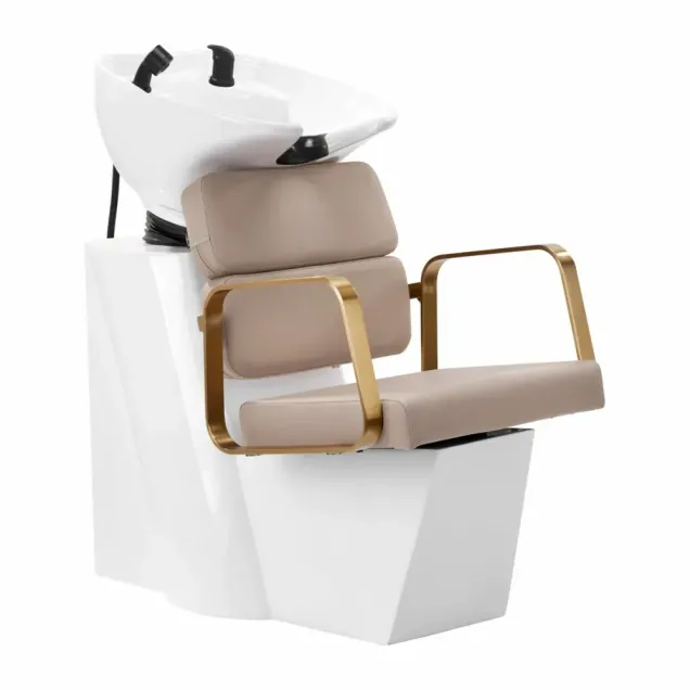 Lavatesta Parrucchiere Begie con Finiture di Design Oro
