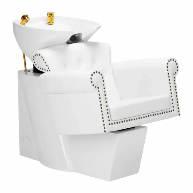 Lavatesta Parrucchiere Bianco e Oro Trapuntato Chester con Borchie