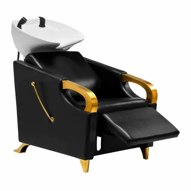 Lavatesta Parrucchiere con Alzagambe Nero e Oro Luxury Gold