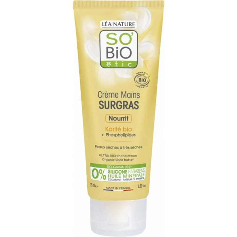 LÉa nature so bio étic Crema Mani Nutriente al Burro di Karité Bio, 75 ml